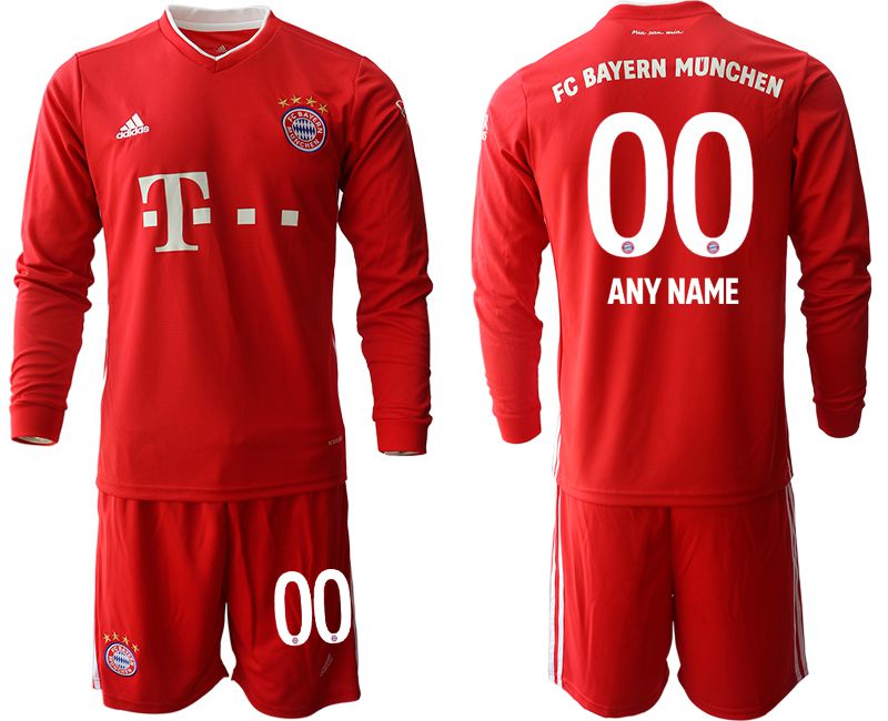 Men 2020-2021 club Bayern Munich home long sleeves customized red Soccer Jerseys